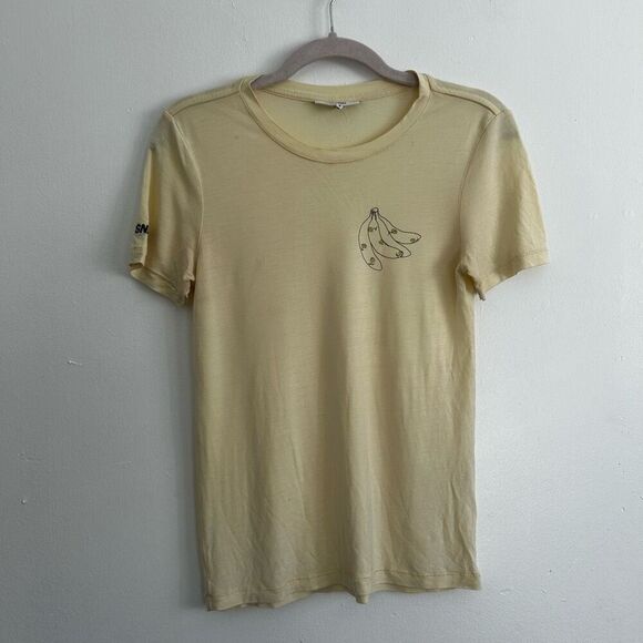 Ganni Pastel Yellow Banana Crewneck T-Shirt Size S Microfloral Snack Spring Time - Picture 2 of 13